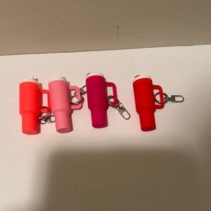 Set of Four Tumbler Keychain/Purse Charm Holder in Orange, Fuchsia, Pink and Red